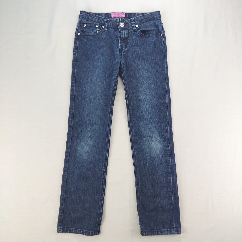Jezbelroxii Jeans Girls 10 Blue Straight Leg Embroidered Rhinestone Stretch